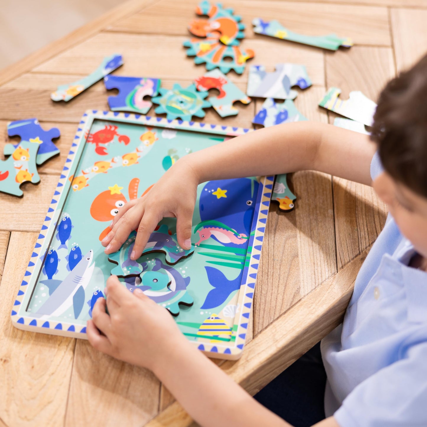 Melissa & Doug Wooden Underwater Jigsaw Puzzle – 18 Pieces, Multi-color, Child Size, Model 31003, Ideal for Toddlers and Preschoolers Ages 3+