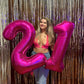 21 Balloon Number, Hot Pink Number 21St Birthday Balloons 40 Inch, 21 Or 12 Years Old Hot Pink Birthday Decorations For Men Wome
