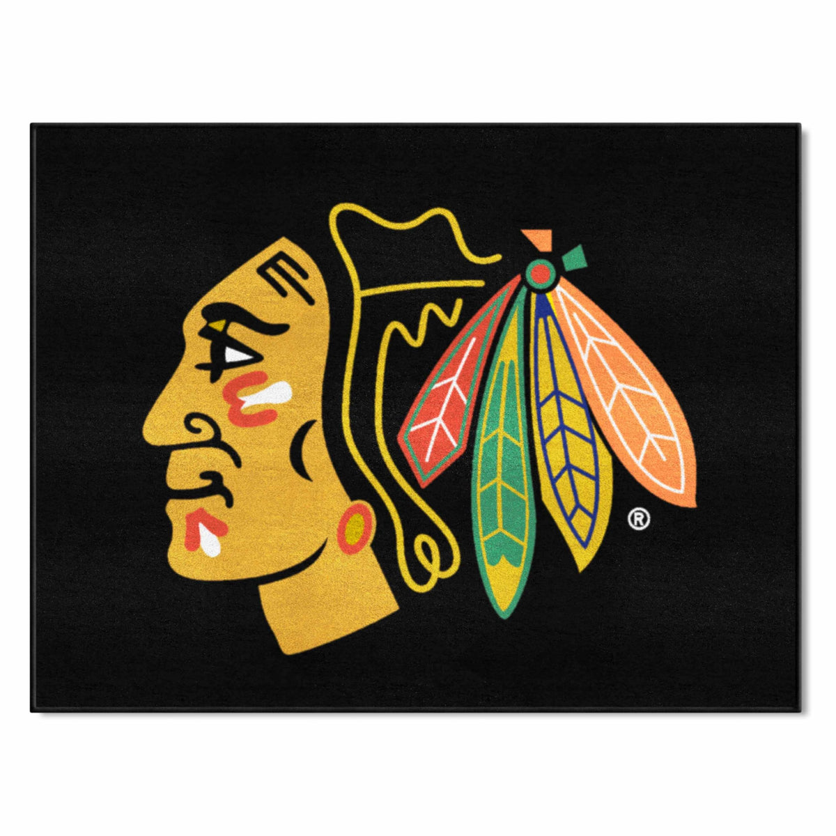 FANMATS 10368 NHL - Chicago Blackhawks All-Star Mat | Black | 33.75x42.5 | Blackhawk Head Primary Logo