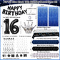 16Th Birthday Decorations For Boys, 73Pcs Blue Black Happy 16Th Birthday Balloons For Girls, 16 Years Old Bday Party Supplies Wi
