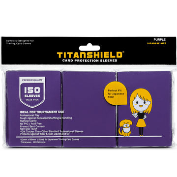 Titanshield (150 Sleeve,Purple) Small Japanese Sized Trading Card Sleeves Deck Protector For Yu-Gi-Oh, Cardfight!! Vanguard & Mo