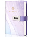 Marble Diary with Lock for Girls Women Leather Journal with Lock Diary for Women with Pen Holder Refillable Personal Password Lo