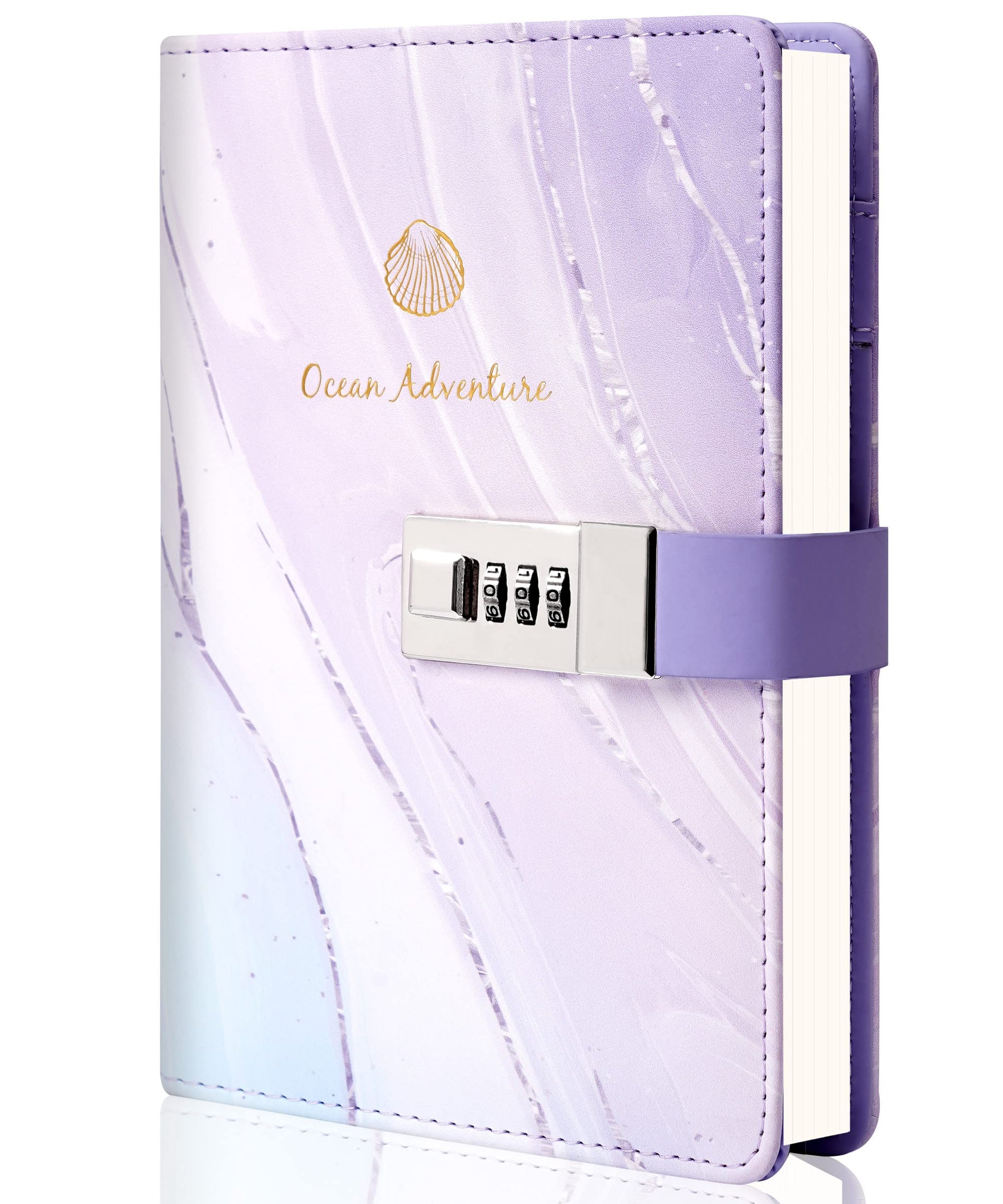 Marble Diary with Lock for Girls Women Leather Journal with Lock Diary for Women with Pen Holder Refillable Personal Password Lo