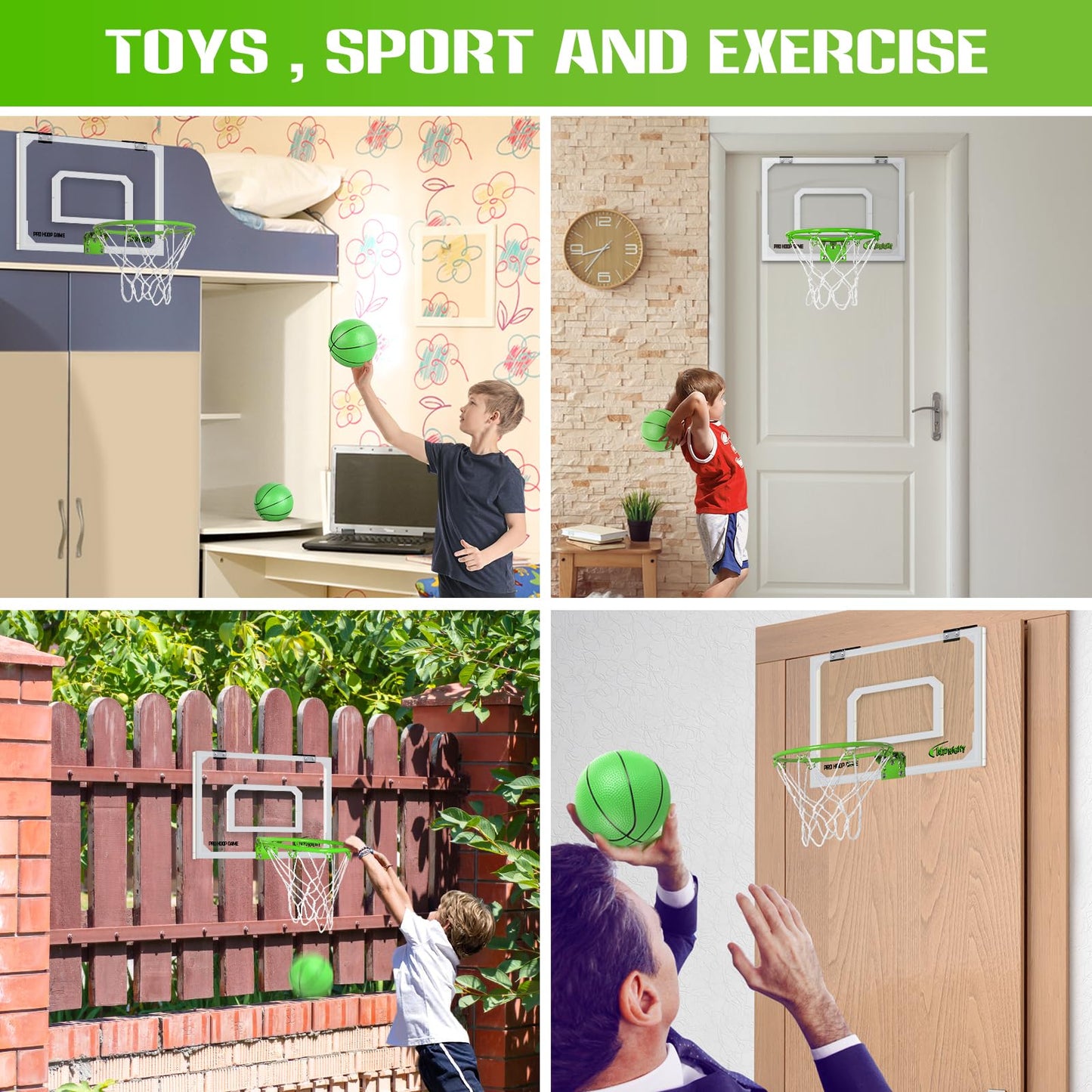 AOKESI Mini Portable Basketball Hoop Indoor Glow in The Dark  Over The Door Basketball Net Goal for Room Outdoor Play Game Toys Gift for mature-themed Kids Boys 5 6 7 8 9