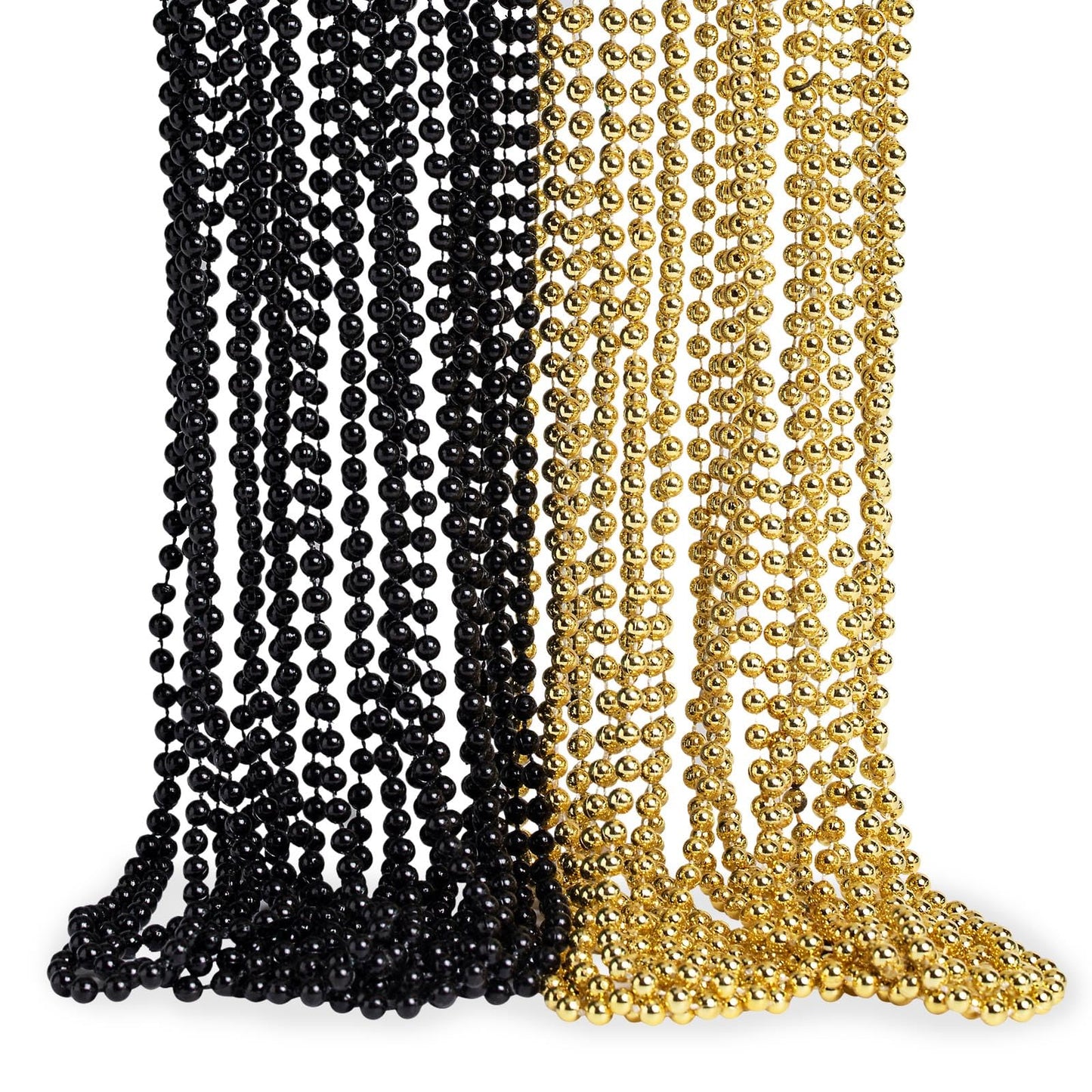 Artlunar 24 PCS Bead Necklace, 33'' Gold Black New Years Eve Bead Party Favors, Festival Parade Throw Accessories For Festival E