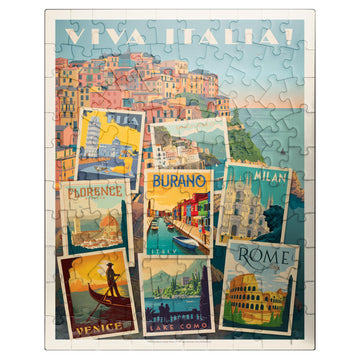 Mypuzzle Italy: Viva Italia! Collage, Vintage Poster - Premium 100 Piece Jigsaw Puzzle For Adults