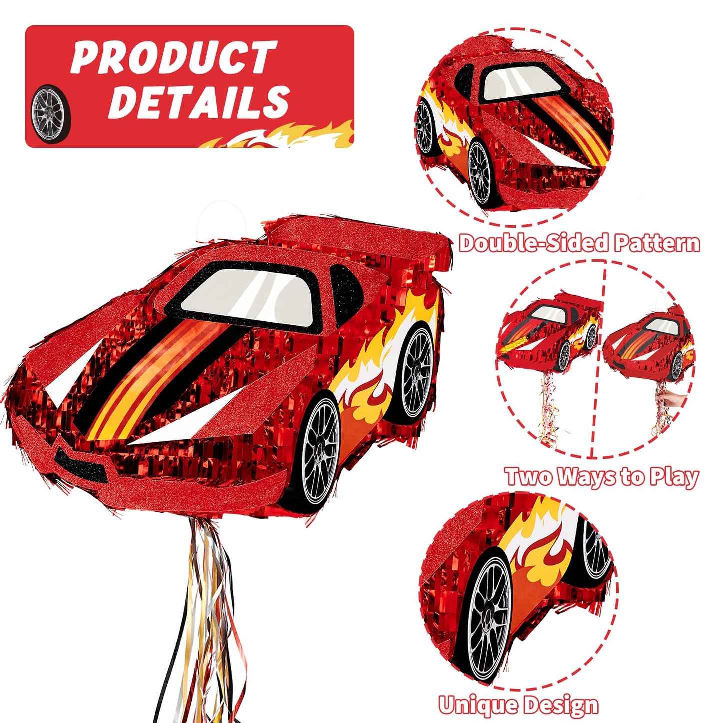 WERNNSAI Race Car Piata - Race Car Birthday Decorations Truck Car Pinata Bundle with Blindfold and Bat Monster Truck Party Favor