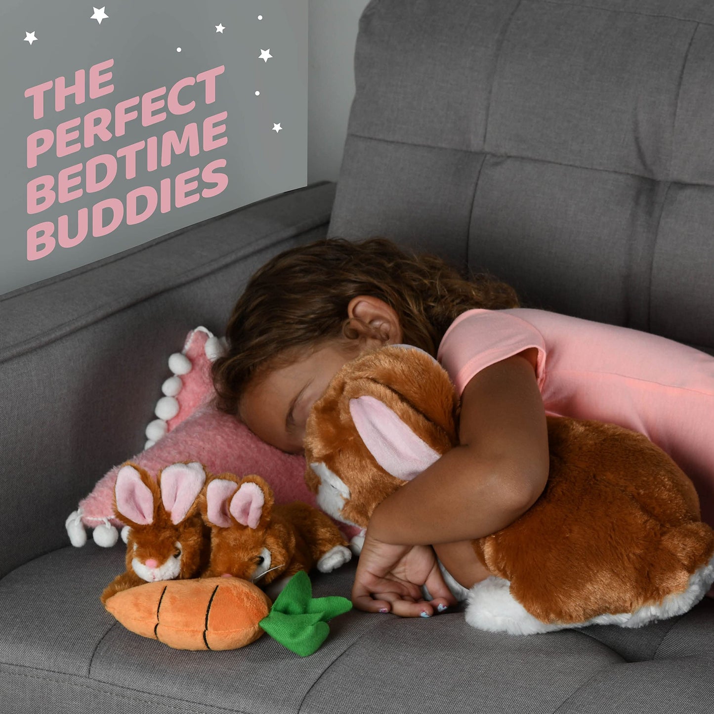 Prextex Plush Bunny Rabbit With Zippered Pouch For Little Baby Bunnies, Bunny Stuffed Animal, Easter Bunny Stuffed Animal, Stuffed Animal With Babies Inside - Perfect For Easter Gift And Easter Basket