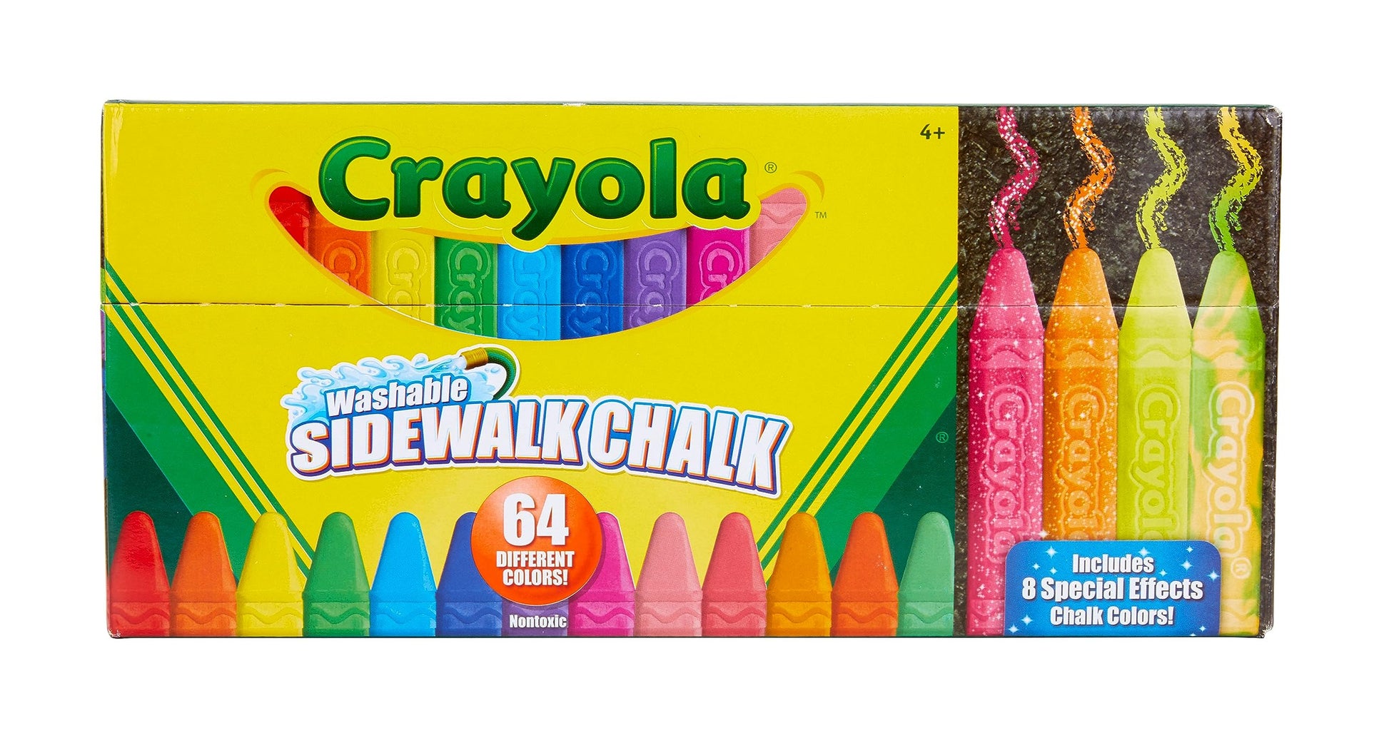 Crayola Ultimate Washable Chalk Collection (64ct), Bulk Sidewalk Chalk, Outdoor Chalk for Kids, Anti-Roll Sticks, School Supplie
