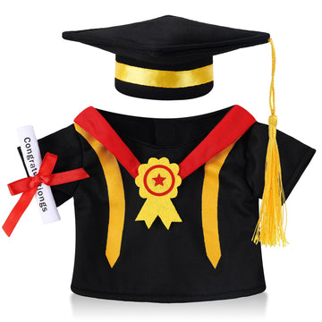 Set Of 1 Graduation Teddy Bear Clothes Cap & Gow Outfit Fits Make Your Own Most 8'' - 13'' Bear Plush Stuffed Animal Outfit Pet