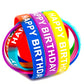 Neureyte 66 Pieces Birthday Rubber Bracelets(22 Styles),Colored Birthday Wristbands for Birthday Party Favors,Stretch Birthday R