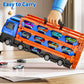 GYYCKTD Cars Truck Set Transport Toy for Kids, Race Track Set with 12 Die-Cast Cars, Trucks Playset, 2-Tier Launching Tracks, Ca