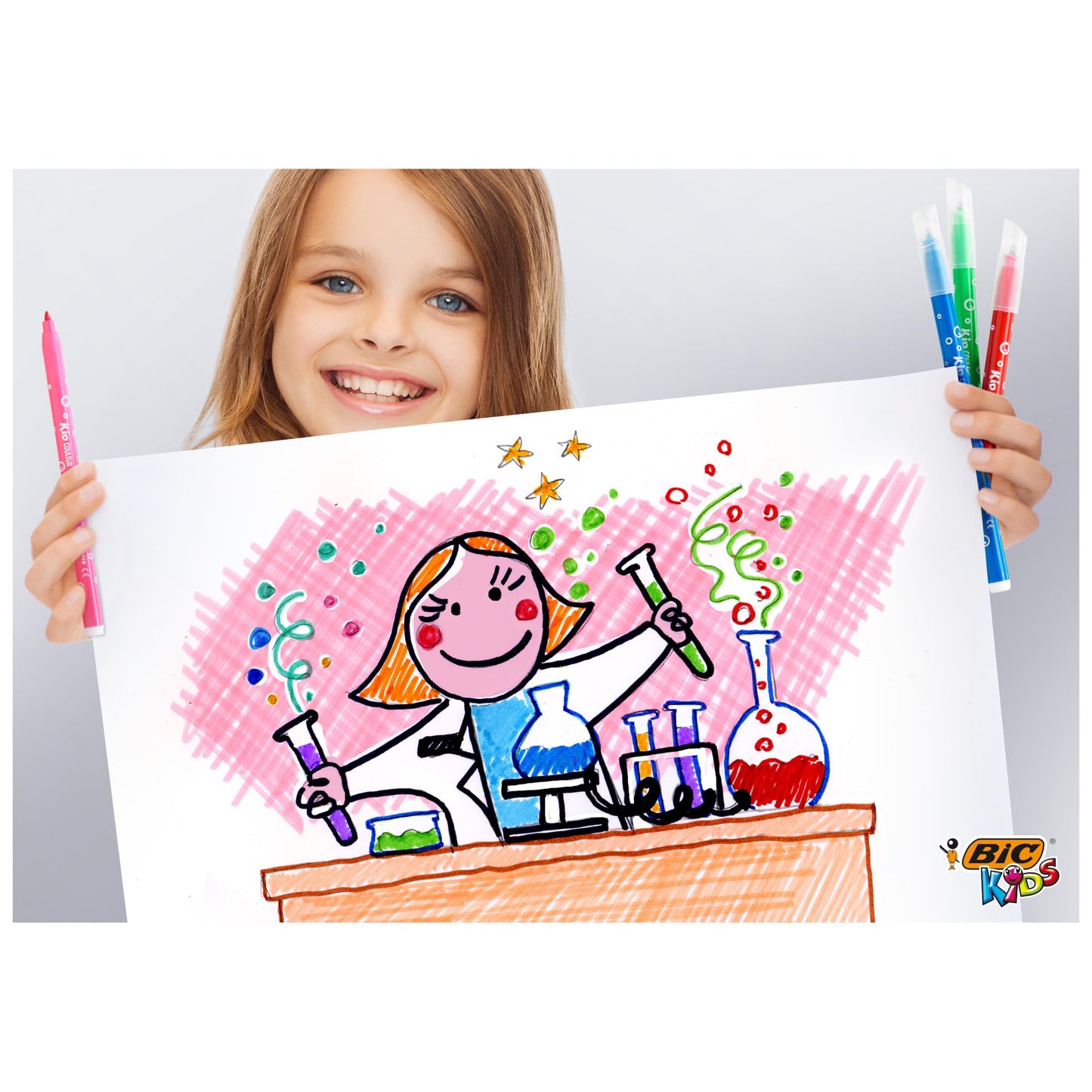 Bic Kids Kid Couleur Felt Tip Colouring Pens - Assorted Colours, Cardboard Wallet of 18