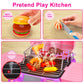 Girls BBQ Grill Playset with Pretend Smoke Sound Light Kids Pink Kitchen Toy Age 2-4 3-5 4-8 Toddler Camping Cooking Set Play Fo