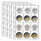 12-Pocket Coin Pages For Collectors, Standard 9-Hole Coin Collection Pages, 10 Sheets Coin Sleeves, Coin Collecting Supplies (12