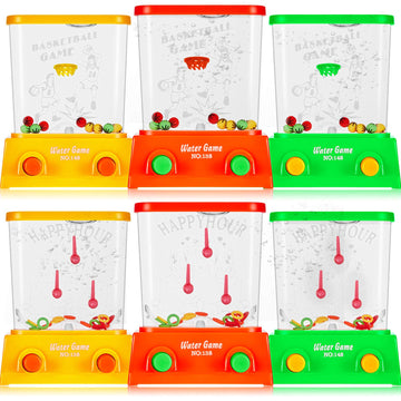 Sumind 6 Pieces Handheld Water Game Miniature Aqua With Fish Basketball Ring Toss Handheld Toys New Year Fun Gifts Travel Games For Kids & Adults(Classic Style)