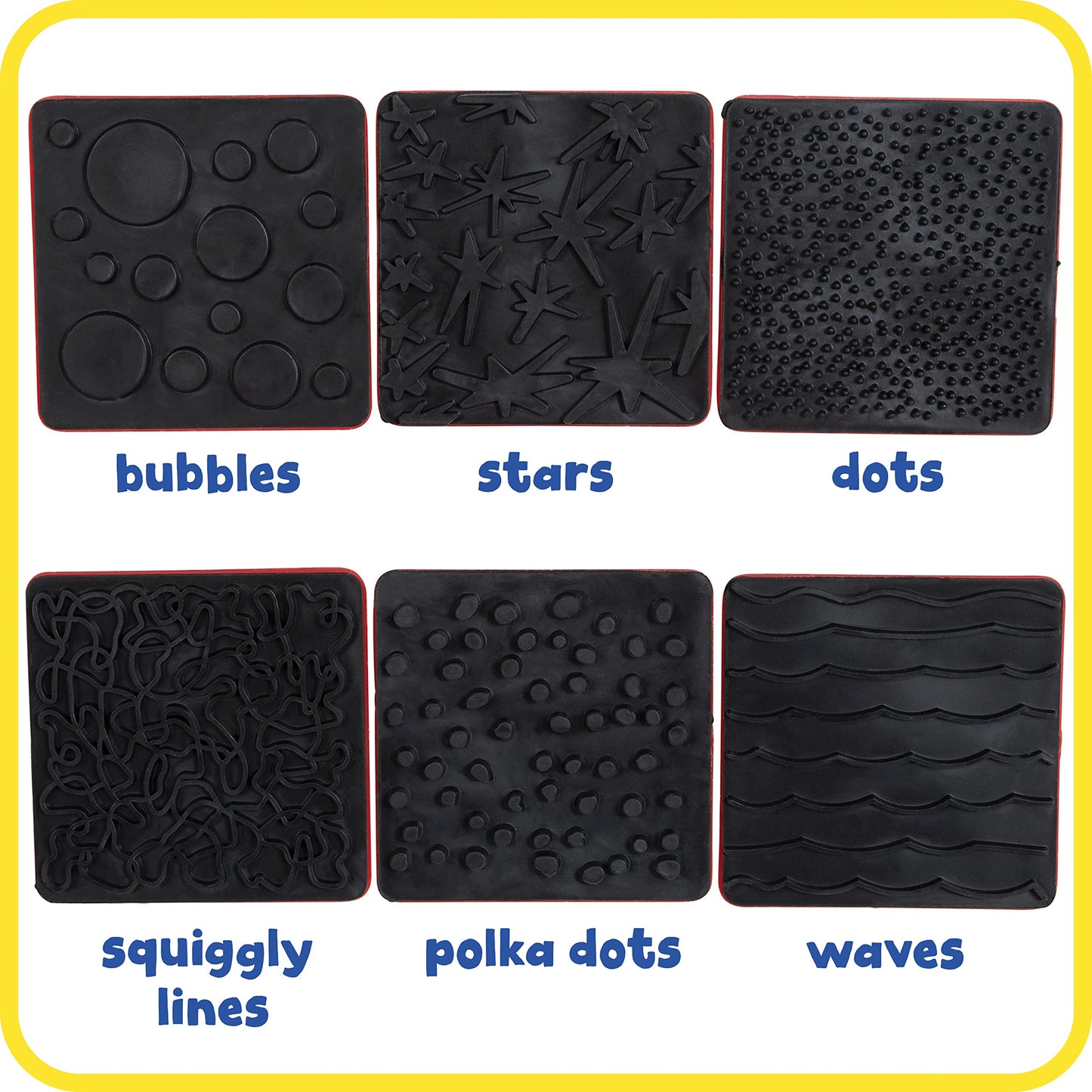 READY 2 LEARN Paint Effect Stamps - Set of 6 - Art Tools for Kids - Dots, Squiggly Lines, Stars, Waves, Bubbles, Polka Dots - Pa