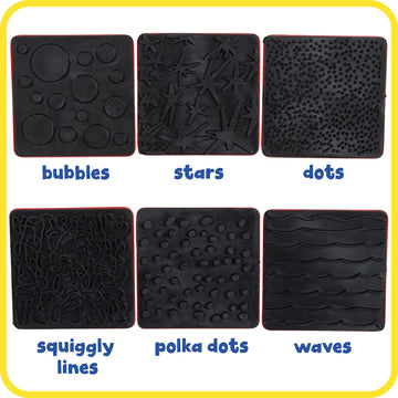 READY 2 LEARN Paint Effect Stamps - Set of 6 - Art Tools for Kids - Dots, Squiggly Lines, Stars, Waves, Bubbles, Polka Dots - Pa