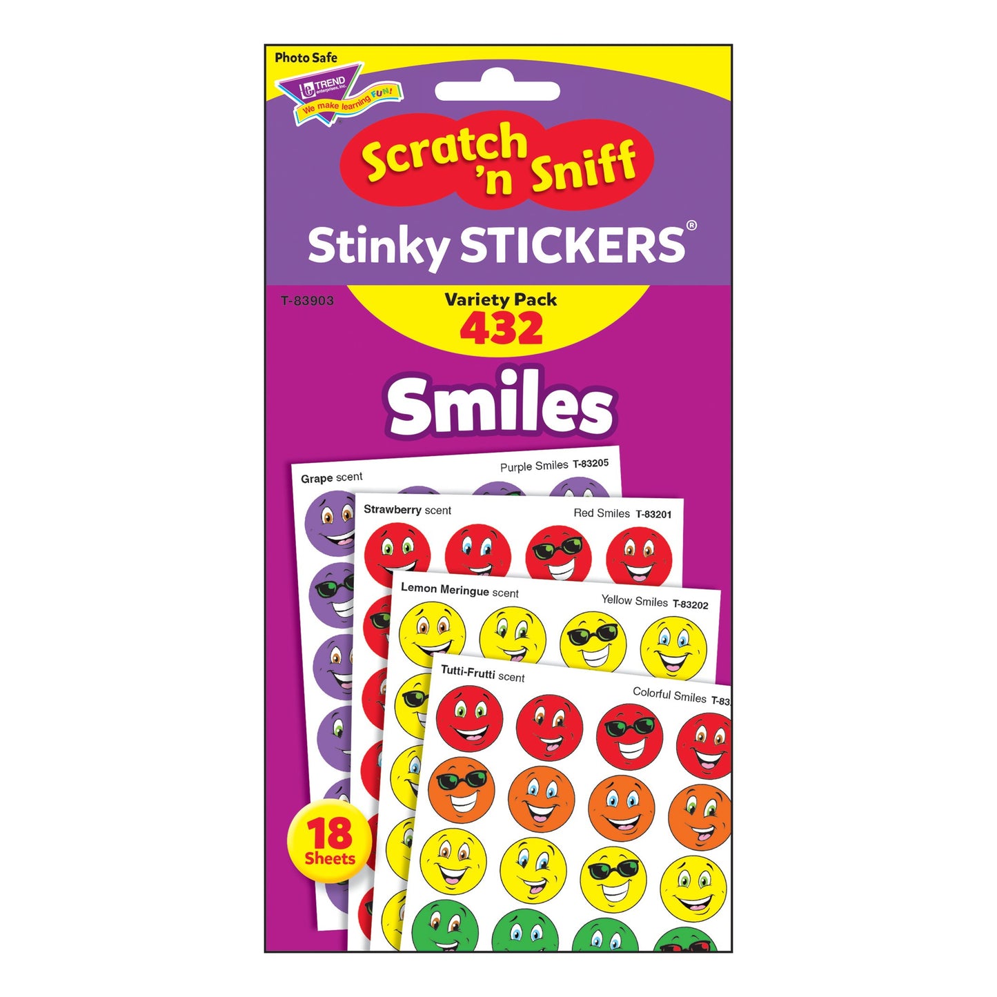 Trend Enterprises: Smiles, Scented Scratch N Sniff Stinky Stickers, Fun for Rewards, Incentives, Crafts and as Collectibles, 36