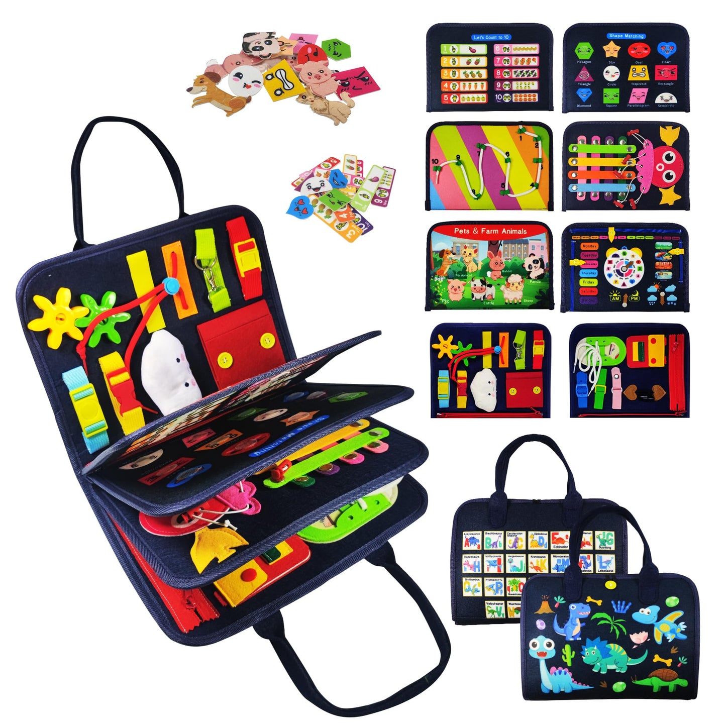 Tenfans Busy Board Montessori Toys For 1 2 3 4 Year Old, Toddler Toys, Sensory Toys Preschool Learning Toys Gifts For Toddlers, Autism Toys, Educational Travel Toy For Fine Motor Skills