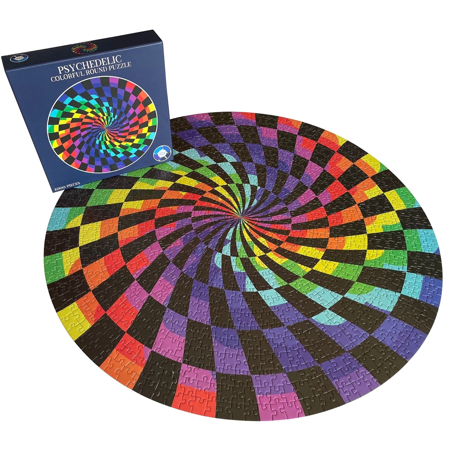 Jigsaw Puzzles 1000 Pieces For Adults And Kids -Hard Puzzle For Adults - Round Colorful Rainbow Unique Puzzles For Adults - Difficult Near Impossible Puzzles Trippy Psychedelic By Spyglass Puzzles