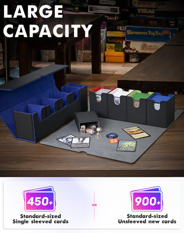 UAONO Card Deck Box - 5 in 1 Organizer for 800+ Unsleeved Cards, Leather, Colorful, Includes Dice Tray, Compatible with MTG & Yu-Gi-Oh!