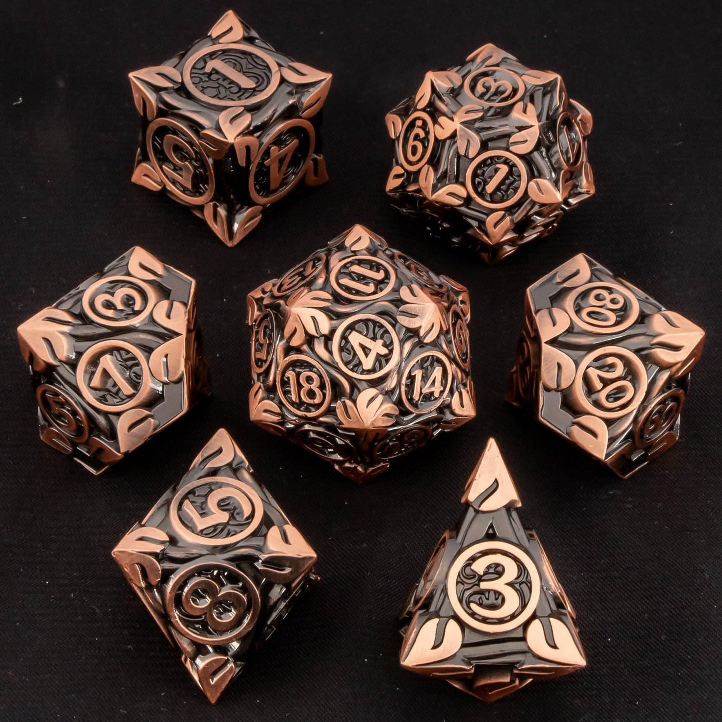 Kerwellsi Blood Vines Leaf Metal Dnd Dice Set D&D With Gift Box, 7Pcs Dungeons And Dragons Role Playing Dice, Polyhedral Handmad