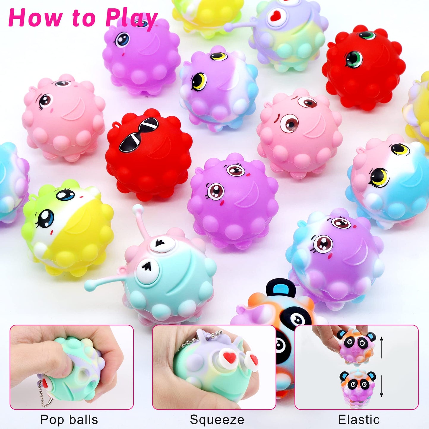 30 Pack Animal Pop Balls Party Favors For Kids,3D Pop Balls Its Fidget Toys,Birthday Gifts For Boys & Girls,Goodie Bag Stuffers,