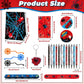 84pcs Spider Party Favors with Pens Notepads Paper Gift Bags Spider Web Key Chains Slap Bracelet Sticker Red Black Spider Themed