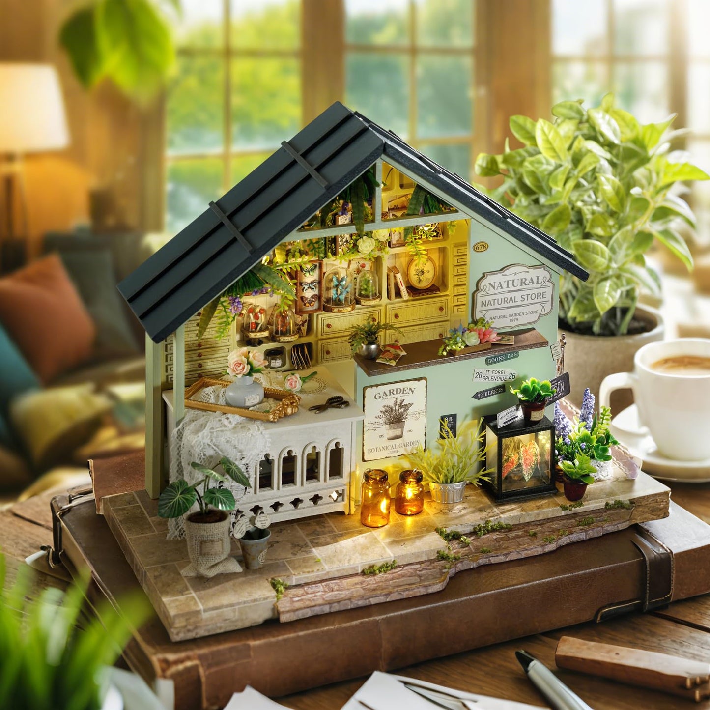 Cuteroom Miniature House Kits For Adults, Mini Dollhouse Wooden Furniture Kit, Diy Craft Kits Creative Room Tiny House For Decor
