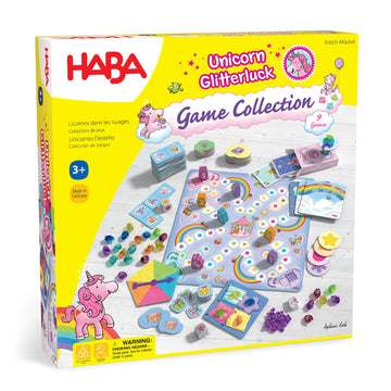 HABA Unicorn Glitterluck Board Game Collection - Fun Family Games for Kids Age 4-8, Multi-color Cardboard