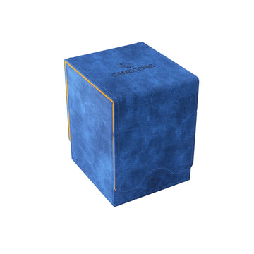 Squire 100+ Xl Convertible Deck Box Exclusive Line | Card Storage Box | Removable Cover Clips | Holds 100 Double-Sleeved Cards In Extra Thick Inner Card Sleeves | Blue/Orange Color | Made By Gamegenic