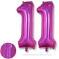 Giant Number 11 Balloon, 40'' Laser Hot Pink Foil Balloon For 11 Year Old Birthday Decor, Mylar Helium Self Inflating Bright Pin