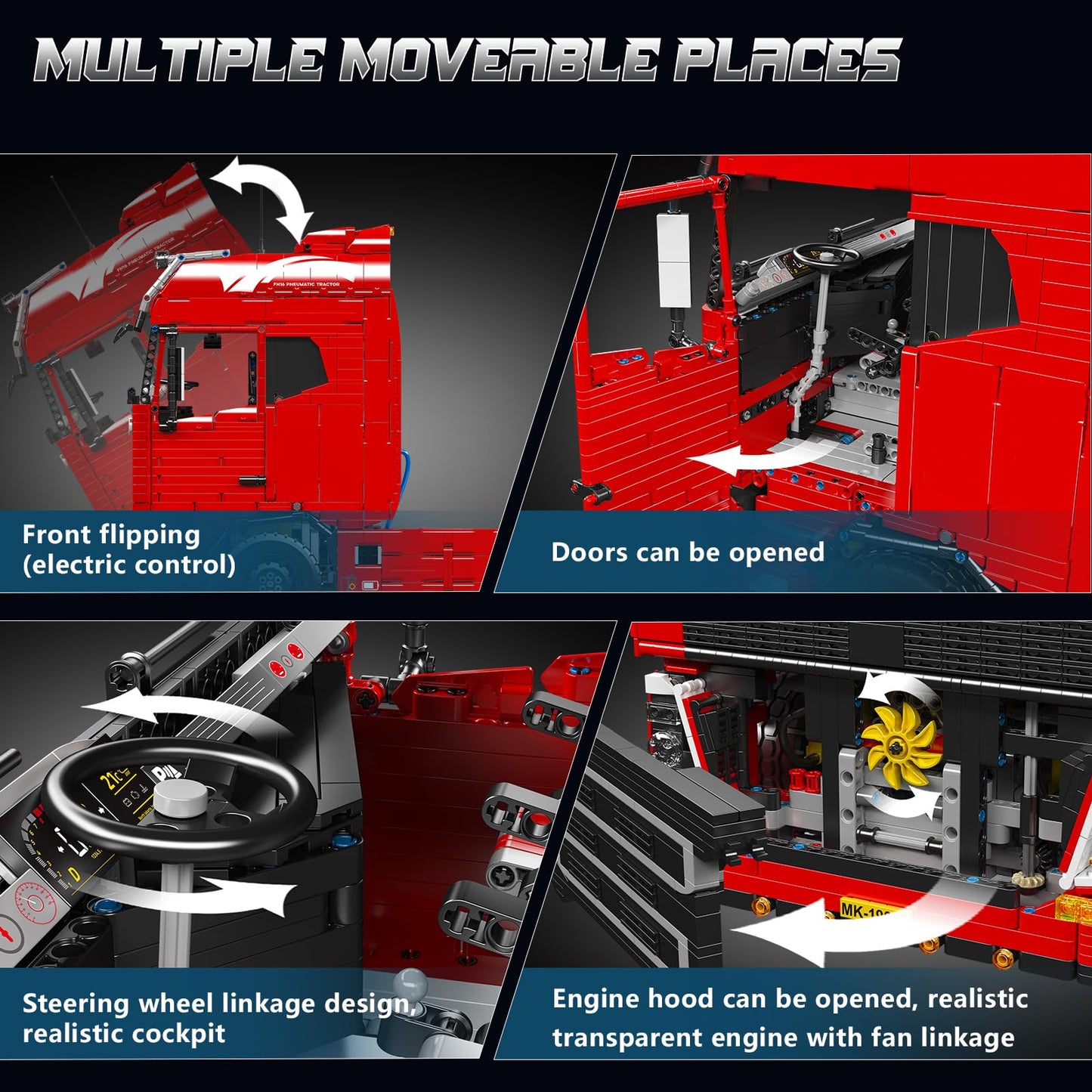 Mould King 19015 Tractor Truck Building Blocks Set, 4608 Pieces, Technic, 25x12x16 inches, Plastic, APP Remote Control, Gift for Ages 14+