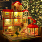 Hcfjeh Dollhouse Play House For Dream Girls Birthday Doll House With Lights & Two Dolls & Furniture Accessories, Toddler Diy Princess House Playhouse Pretend Set Toys (11 Room)