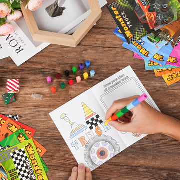 Benlouis 24 Monster Truck Mini Coloring Book Truck Birthday Themed Party Favor Activity Book Bulk For Kids Race Car Party Goodie