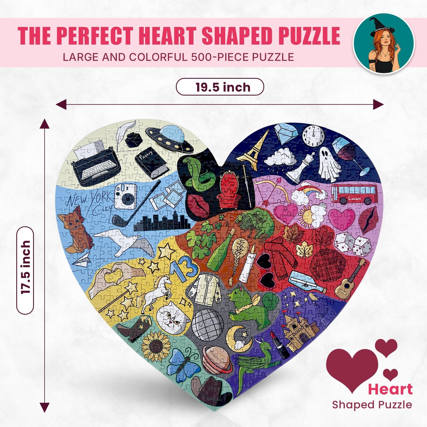 ERAS Puzzle Heart Shaped  Jigsaw Puzzles - Puzzles for mature-themeds  Gift for Couples  Friends & Puzzle Lovers - enhanced Quality Pieces (500 Pieces)