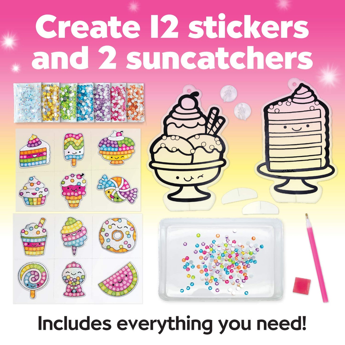 Creativity for Kids Big Gem Diamond Painting Kit: Sweets Stickers and Suncatchers - Diamond Art for Kids, DIY Stickers and Sunca