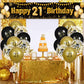 21St Birthday Decorations For Men Women Black And Gold, Black Gold Birthday Yard Balloon Banner Sign 18 Pcs 21Th Happy Birthday Balloons For 21 Anniversary Birthday Party Supplies Outdoor Yard Decor