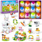 Easter Bunny Building Toy Set, Easter Gifts For Kids - 12-In-1 Rabbit Building Block With Prefilled Eggs, Includes Chick, Sheep,