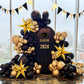 Black And Gold Balloons Garland Arch Kit 133Pcs With Starburst Myalr Balloons For Class Of 2024 Graduation Prom Party Men 30Th B
