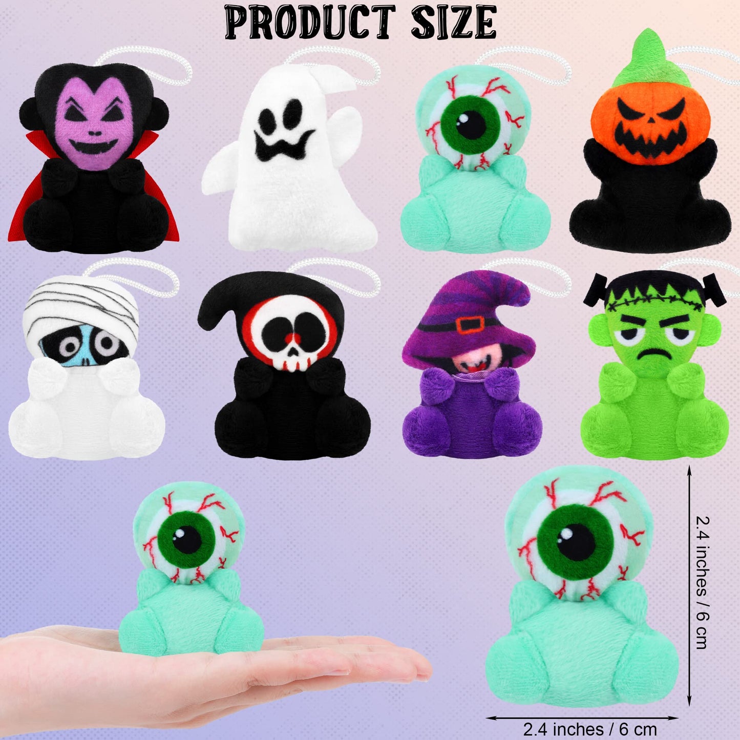 Fovths 24 Pieces Halloween Mini Plush Toy 2.4 Inch Plush Doll Toy Halloween Plush Characters Toy With 8 Halloween Characters For