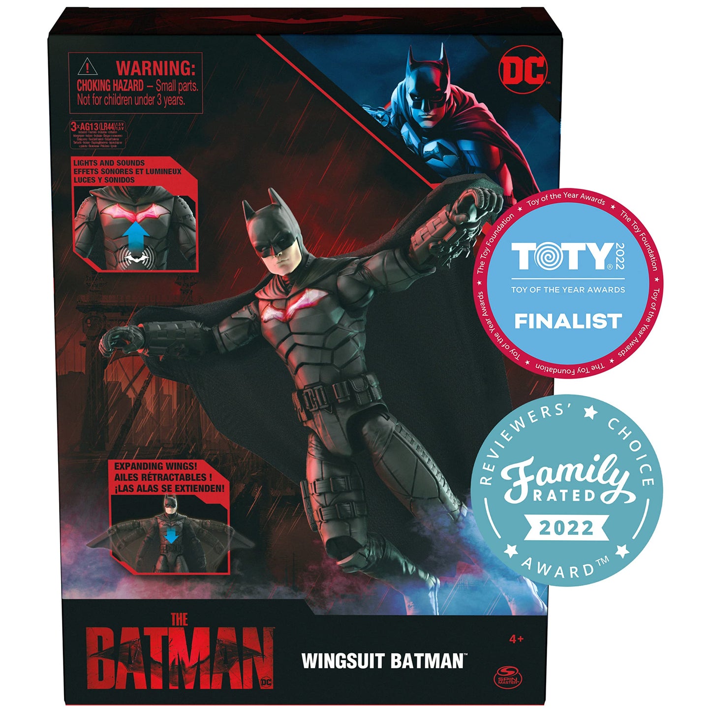 Dc Comics, Batman 12-Inch Wingsuit Action Figure With Lights And Phrases, Expanding Wings, The Batman Movie Collectible Kids Toy