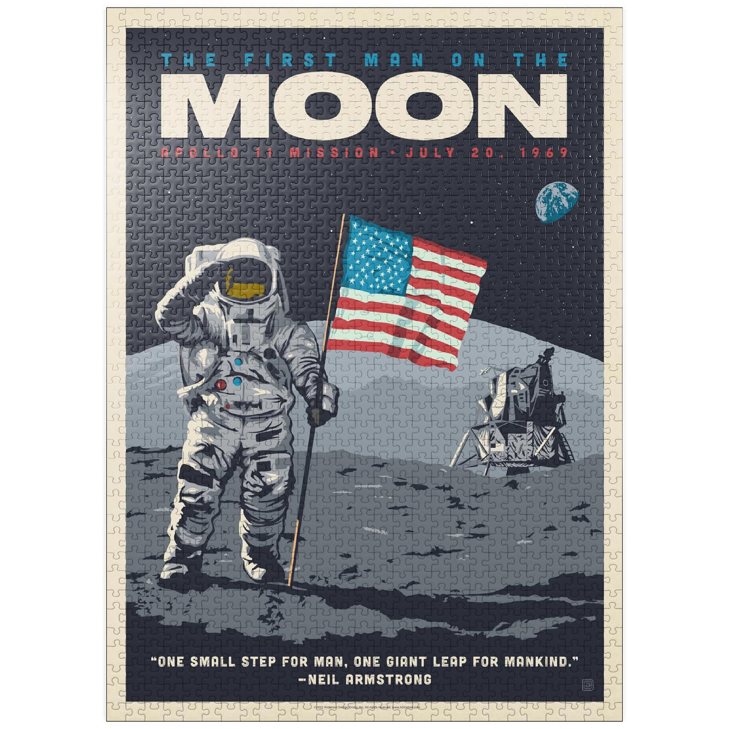 MyPuzzle 1000 Piece Jigsaw Puzzle - NASA 1969 Vintage Poster, Colorful Cardboard for Adults