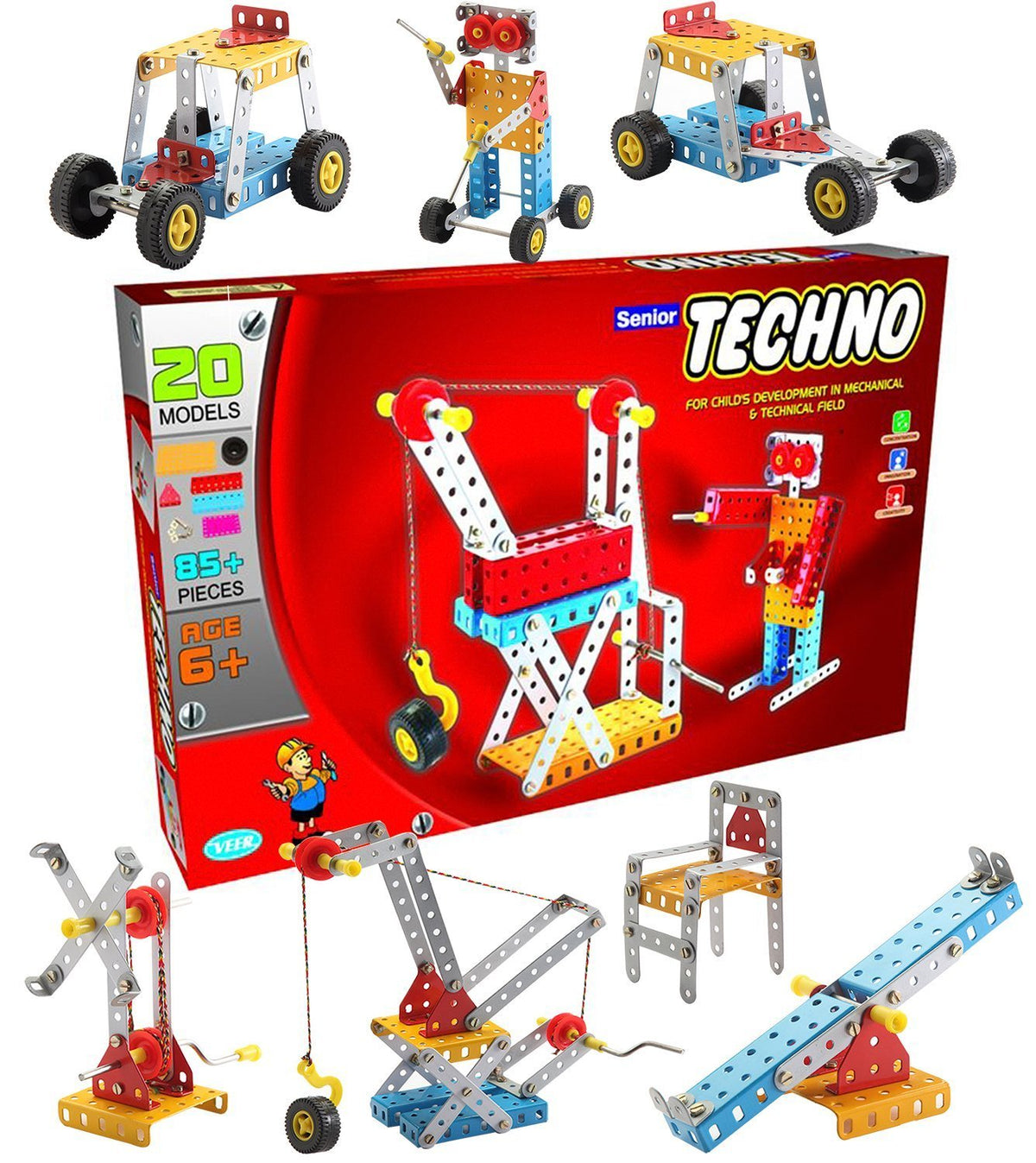 Shopoflux Construction Toys Mechanical Kit For Kids  Building Blocks And Models Construction 20 Model And 85+ Piece