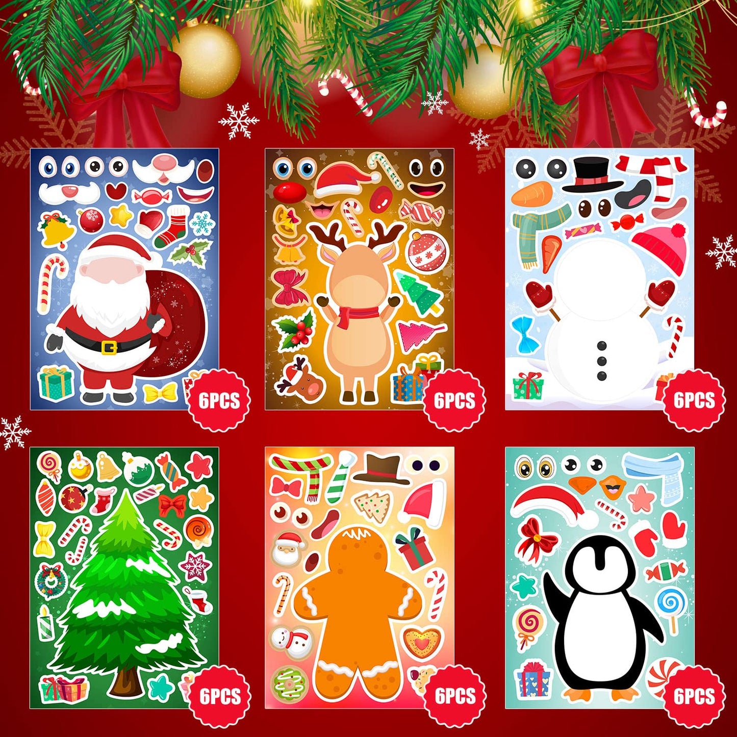 36 Sheets Christmas Stickers for Kids Make Your Own Christmas Stickers, Christmas Favors for Kids, Christmas Crafts for Kids Chr