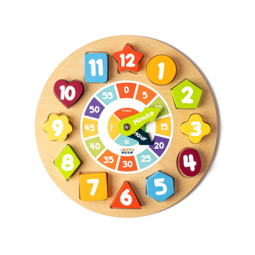 Nesta Toys - Wooden Clock Toy, Shape Sorting Educational Toy, Montessori Learning Baby Toys, Ideal Gift For Toddlers (3+ Years)