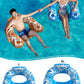 Jasonwell Inflatable Pool Float Chair - 2 Pack XL Vinyl Lounge Chairs with Cup Holder - Multicolor