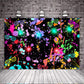 Avezano Neon Glow Abstract Graffiti Backdrop Paint Splatter Glow Party 80S 90S Themed Birthday Background Colorful Glow In The D