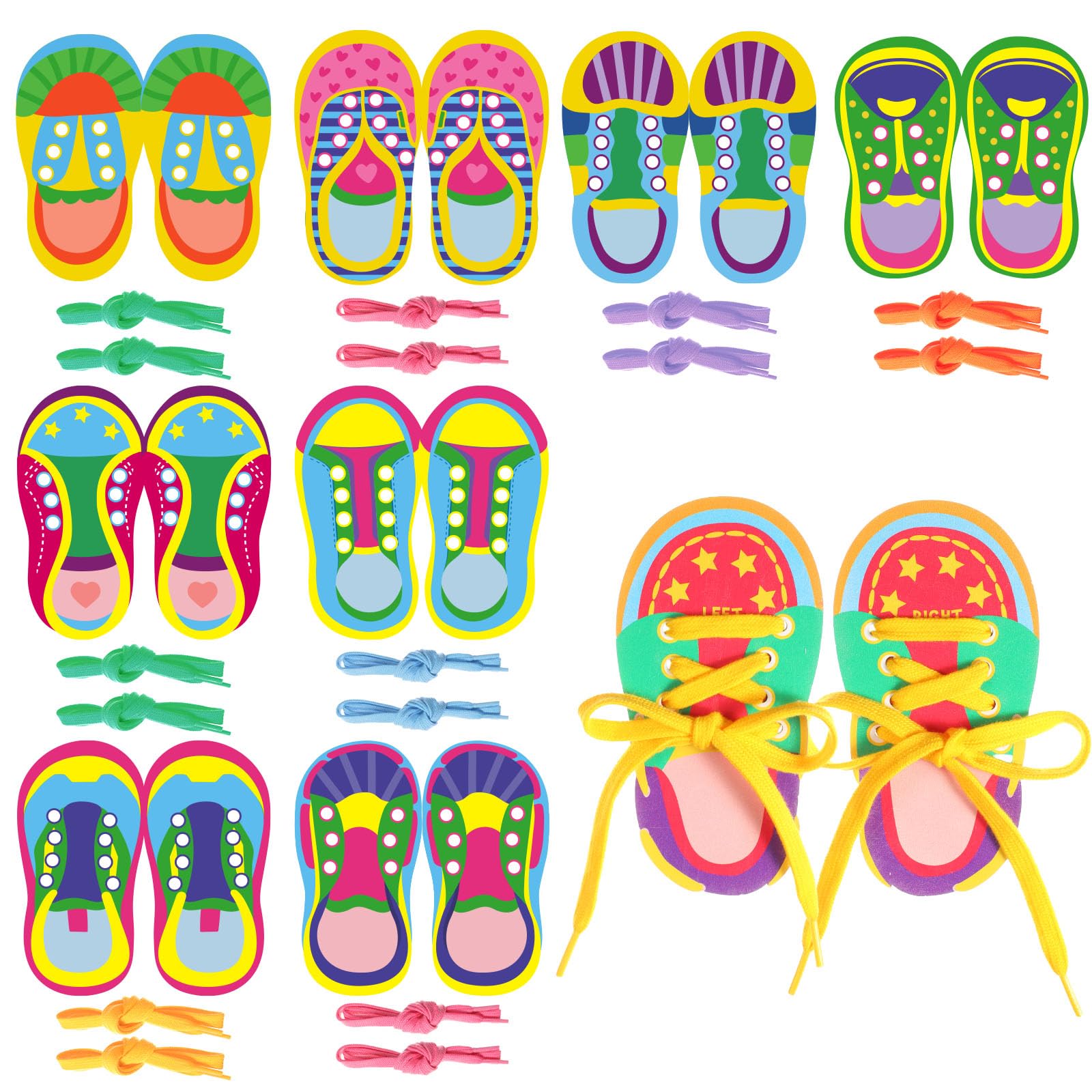 Capoda 9 Sets Lacing Cards Shoes Educational Threading Toy for Wooden Lacing Card Toys with Colorful Threads for Develop Imagina